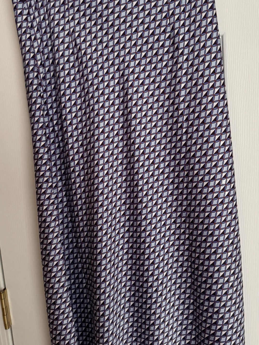 LOFT Navy and White Geometric Midi Skirt